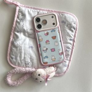 Fashion Leather Cute Rabbit Kawaii Phone case For iPhone 17 Pro 16 15 Pro Max 14 13 17 Cover With Plush Rabbit Chain Cute Cases