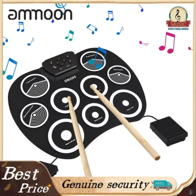 ammoon กลองอิเล็กทรอนิกส์ชุดมือม้วนกลองชุด 9 แผ่น MIDI อินเทอร์เฟซรองรับ DTX เกมไม่มีลำโพงวันเกิดวันหยุด Practice Pad กลองชุดไม้ตีกลองเท้าเหยียบ