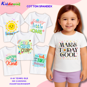 White T-shirt for Kids Girls Ages 0-10 Years Old Cute Statement Shirt Cotton Spandex Sando Tank Top