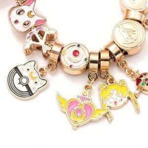 MOQIA Magical Girl Sailor Moon Bracelets Metal Bangle Handmade DIY Cosplay Bracelet Christmas Gifts Cartoon Figure Anime Periphery Bracelet For Friends