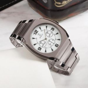 RANG Large Dial Quartz Watch Simple Design Round Shape Wristwatch Fashionable Spiral Crown Business Watch Daily Wear