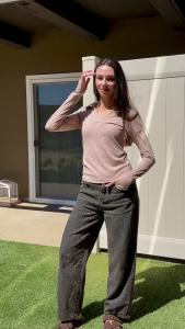 LOMON  Womens Pullover Sweater  Y2K  Deep-cut outerwear for going out  V  Collar  Polo  Long Sleeve Shirt with Thumb Holes and Ribbed Design