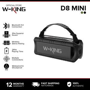 W-KING D8 Mini Bluetooth Speaker 30W Portable Wireless Loud Speakers IPX6 Waterproof Outdoor Speaker with Punchy Bass 24H Playtime EQ AUX TF Card USB Playback -Powerful Speaker for Home Party Outdoor