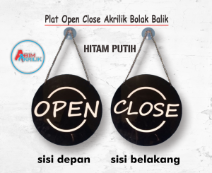 Plat Pintu Akrilik Open Close Bolak Balik Desain Modern Warna Hitam Putih/Putih Hitam