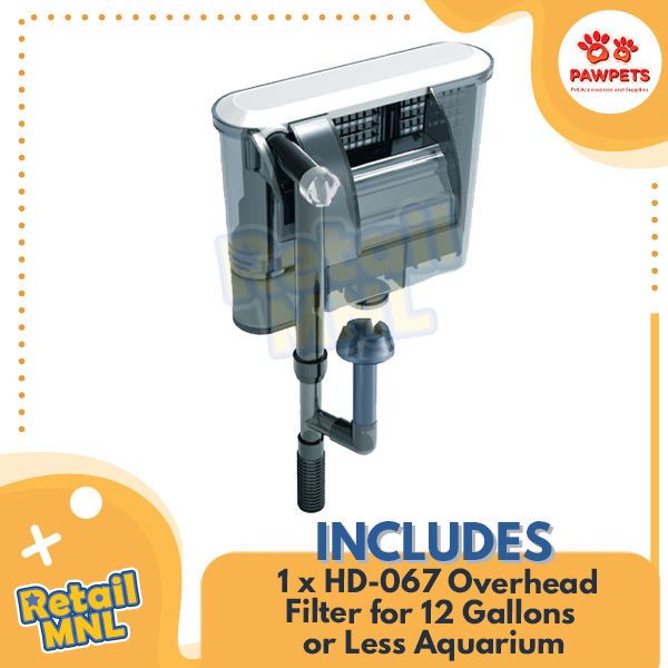 Retailmnl Overhead Aquarium Filter with 3 Cartridge Filter for 12/18/25