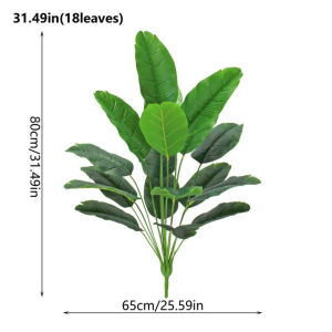 18 Leaves Artificial Flower Green Leaf Potted Simulated Fake Plants Potted Home Ornament Wedding Decoration