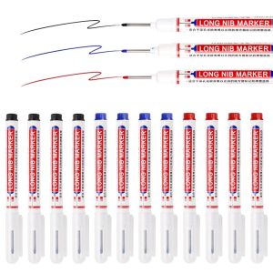 Long Head Oily Marker Pen Waterproof Quick-Dry for Deep Hole Metal Tile Woodworking 15pcs