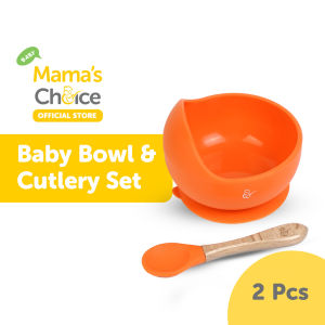 Mangkok & Sendok Bayi Silikon - Mamas Choice Silicone Baby Bowl & Cutlery Set (Anti Tumpah Food Grade Baby Safe BPA FREE)