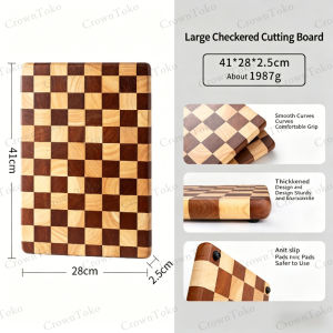 Alas Pemotong Checkerboard Kitchen Cutting Board Wood Chopping Block for Non-Slip Wooden Butcher Block Food-Safe