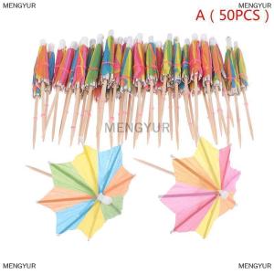 [COD] MENGYUR แท่งร่มค็อกเทล50ชิ้นสำหรับตกแต่งไม้จิ้มฟันผลไม้ของหวานเครื่องดื่ม