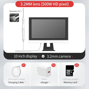 SHISEN Endoscope 3.2mm HD 500W Pixels 10-inch Otoscope Nose laryngoscope Can Take Pictures and Videos Low-temperature Lens Endoscope