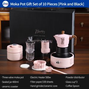 BINCOO Moka Pot Set with Stove Gift Set Home Coffee Maker Set Gift Box Birthday Gift Best Gift