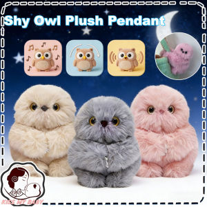Shy Owl Plush Bag Pendant Keychain Can Sing Head-Turning Rechargeable Soft Doll Kids Gift