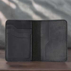 Mens Retro Top-Grain Leather Credit Card Holder Wallet Handmade Short Ultra-thin Slim ID Card Cases Multiple Slots Sheath