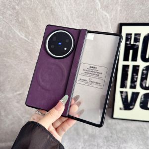 For VIVO X Fold 5 Case Luxury PU Leather MagSafe Film Protective Back Cover Case For VIVO X Fold 3 Pro Fold5 Shell