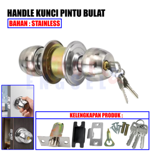 Handel Kunci Pintu Putar Silver Stainless Kamar Mandi Pegangan Pintu Toilet Gagang Kunci Pintu