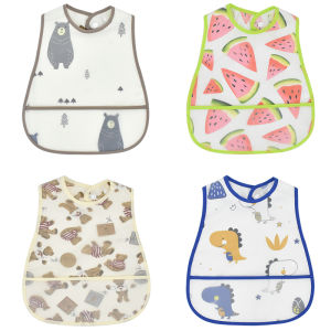 2026New Cartoon Pattern EVA Waterproof Pocket Lunch Feeding Bibs Adjustable Baby Bibs Cute Children Baby Apron Kids Burp Cloths