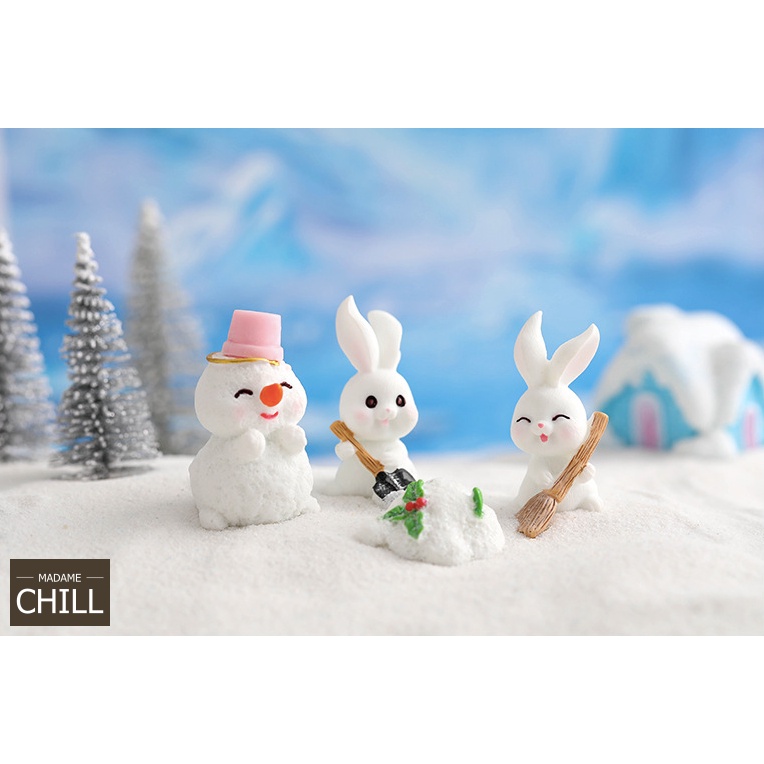 ตุ๊กตา (พรีออเดอร์)[MC996] ตุ๊กตุ่นจิ๋ว กระต่าย เล่นหิมะ ️ (1 ตัว ราคา 10, 12, 18, 25 บาท)