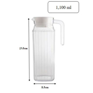 Homemart.shop-เหยือกน้ำพลาสติก สำหรับน้ำผลไม้ ทนความร้อนได้ดี ขนาด1100ml. ฝาพลาสติก