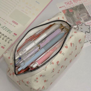 YAFEN Cartoon Floral Printing Pen Bag For Women Grils Large Capacity Stationery Bag Pencil Case Multifunctional Stationery Organizer