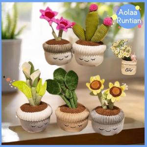 Aolaa 1Pc 30cm Simulation Lifelike Sunflower Plush Toy Stuffed Ornament Potted Plants Rich Flowering Cactus Calla Lily Desktop Decor
