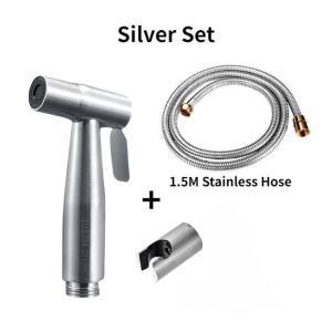 VERMERCH Best Seller 304 Stainless Steel Toilet Bidet Sprayer Stainless Steel Bidet Set Shower Set Toilet Sprayer Washer Toilet Bathroom Bidet Set Original Bidet Set Sprayer High Pressure Toilet Sprayer Washer Toilet Bathroom SUS304 Bidet Set