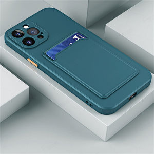 Liquid Silicone Card Holder Phone Case For OPPO Reno 11 13 F 14 Pro 14F F 4G 5G Shockproof Soft Casing With Card Slot Design Camera Protection Cover