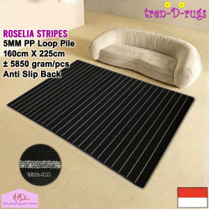 Tren-D-rugs Karpet garis stripes bulu alas lantai ruang tamu modern anti slip 160 cm x 225 cm - NMs