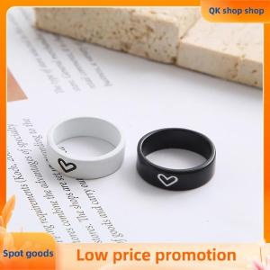 ✨QK shop✨ Black and White Couple Rings Set Simple Cute Finger Rings for Women Fashion Accessories Jewelry