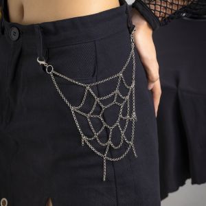 ANSINE Zinc Alloy Spider Web Waist Chain Gothic Harajuku Punk Belt Chain Gift Hip-Hop Tassel Jeans Chain Female