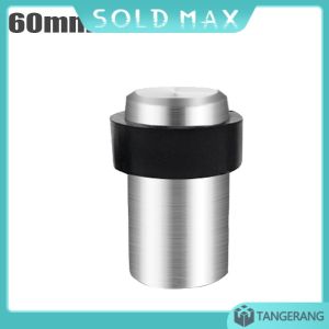 Ganjelan Pintu Penahan Stoper Pintu Door Stopper Self-Adhesive Non Punch Heavy Duty Stainless Steel Karet Hitam Perak