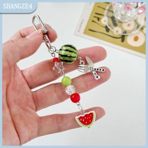 【SHANGZE4】 Dễ Thương Trái cây keychain sáng tạo mùa hè dưa hấu Mặt dây chuyền móc chìa khóa đính cườm điện thoại di động chống mất dây buộc túi trang trí Keyring