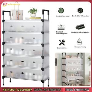 Winnereco Multilayer Shoe Rack with Metal Frame Thicken Shoe Organizer Multifunctional Shoe Shelf for Dorm Apartment Rental House