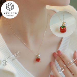 Viviann Original Onyx Pearl Necklace Charms Necklace Vintage Jade Pendant Temperament Clavicle Chain Necklace Collar Necklace For Women 18k Gold Agate Necklaces Gift Jewelry