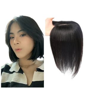 Insta-Worthy 100% Real Human Hair Boost Volume of Hair Seamless Natural Black and Mocha Brown Topper Cover Thin or White Hair Light Breathable Base for Confidence For Women