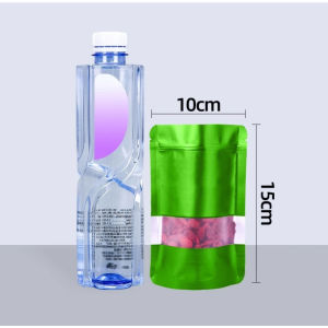 100pcs Colorful Matte Stand Up Pouch With Window Resealable Food Packaging Self Standing Bag
