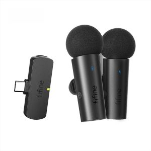 FIFINE Wireless Lavalier System with 2 Microphones for Android/TabletType-C Mini Mic for VideoInterviewVlogLive Streaming-M8