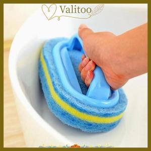 [Valitoo] แปรงทำความสะอาดแบบหนาพร้อมด้ามจับอุปกรณ์ทำความสะอาดฟองน้ำสำหรับห้องครัวกระเบื้องห้องน้ำฟองน้ำทำความสะอาดคราบในบ้าน