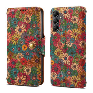 โทรศัพท์มือถือแบบพับเคสขาตั้งสำหรับ Samsung Galaxy A05S A05 A13 A14 A23 A24 A51 A34 A33 A22 A34 A52 A52S A53 A31เคสป้องกันสำหรับ Galaxy A32 FE ลวดลายดอกไม้หญ้าปกคลุมด้วยสายคล้องเคสหนัง