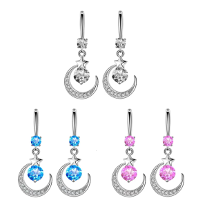 Stylish Moon and Star Drop Earrings Stylish Women Earrings Wedding Earrings Pendant Earrings Present for Fashion Lover