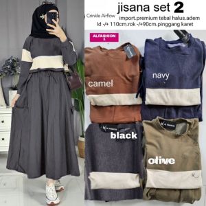 JISANA SET ROK CARGO CRINKLE AIRFLOW LD 110 | SETELAN JISANA | ONE SET JISANA | SET ROK CARGO POLOS | SETELAN WANITA MUSLIMAH OOTD | SET WANITA JISANA | ATASAN ROK WANITA JISANA KEKINIAN OOTD | SET WANITA TERBARU | SET ROK CARGO | SET ROK KOREAN STYLE