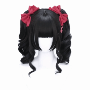 STARGOODS Princess Cut Blonde Twin Ponytail Halloween Harajuku Synthetic Wigs With Bangs Fashion Curly Short Cosplay Lolita Hair Girl