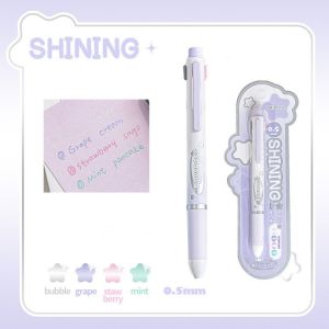 FDGFGG Multifunctional Four in One Ballpoint Pen 0.5mm Lead Core Fine Flash Gravity Sensor Roller Ball Pen Mechanical Pencil Pencil Four-colors Gravity Pen Student