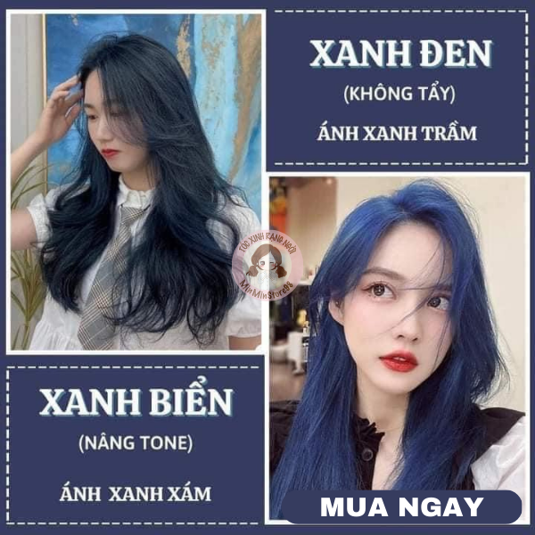 Thuốc Nhuộm Tóc Xanh Đen, Xanh Biển Không Cần Tẩy ( TẶNG OXI SIÊU DƯỠNG ...