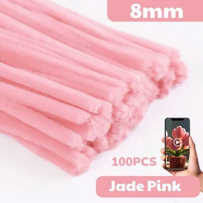 100PCS 8mm Extra thick Fuzzy Wire Velvet wire Chenille Stems Pipe Cleaner DIY Handicraft Materials
