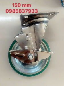 Bánh xe 150 mm PU xoay khoá chịu dàu mỡ tại Máy NTT di chuyển nhẹ nhàng êm ái độ bền cao