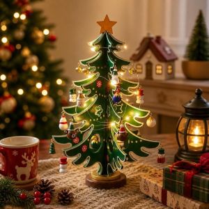 CHXONQ Santa Pendant Wood Christmas Tree Decoration Snowman Reindeer Christmas Advent Calendar Artificial Christmas Tree Handmade DIY Xmas Tree Ornaments Christmas Party