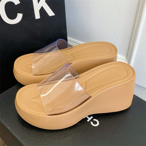 Free Shipping Transparent High-Heeled Shoes For Height Increase Thick-Soled Slip-On Sandals For Petite Women New WomenS Shoes Crystal Wedge Sandals