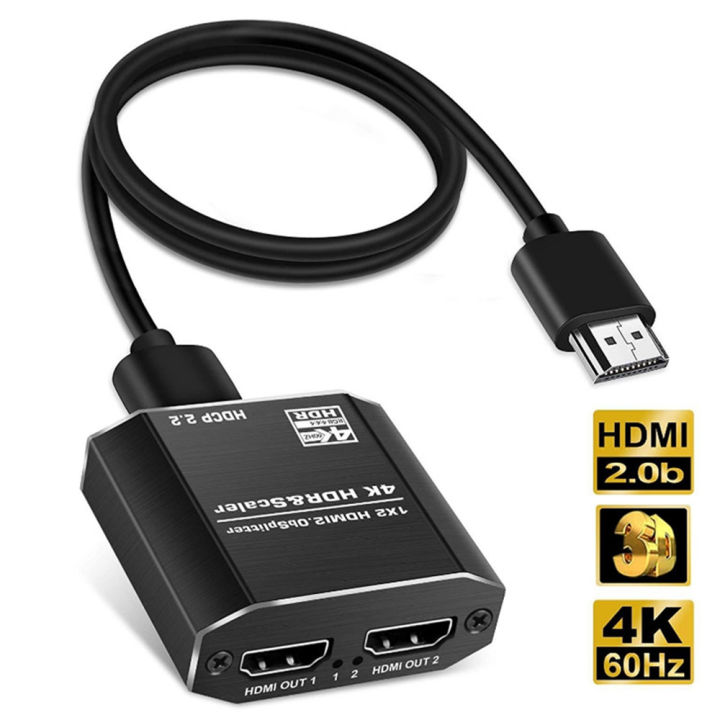 4K HDMI Splitter 1 in 2 Out Dual Monitors 3D Video Format HDMI 2.0 HDCP ...