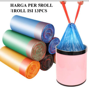 Kantong Sampah pake Tali isi 5 roll 65 lembar  plastik sampah Roll ISI 5ROLL